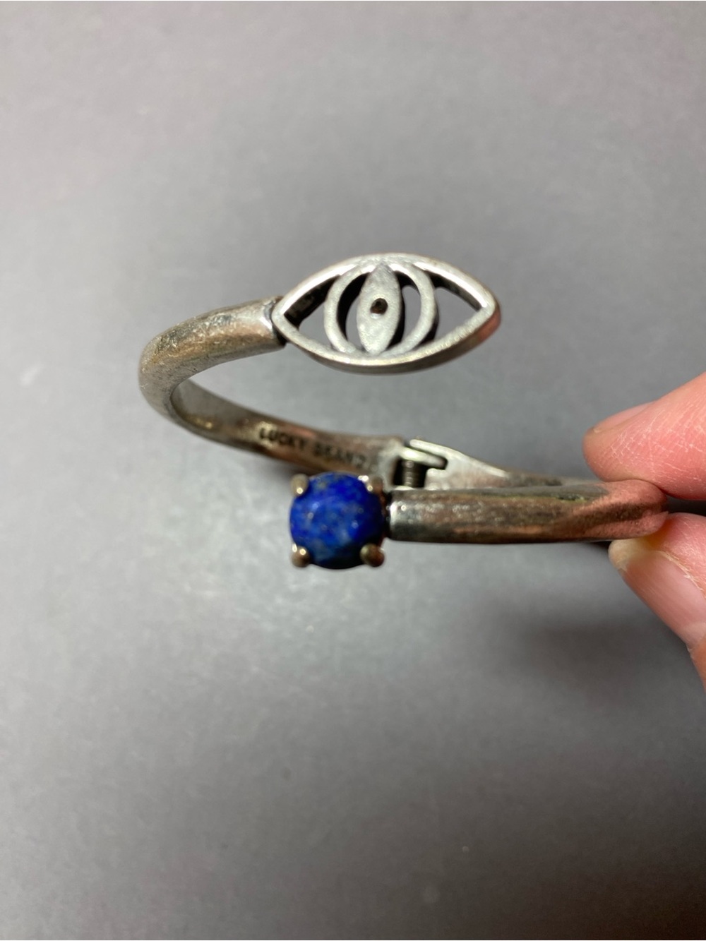 Lucky brand silver evil eye gem blue hinge bracelet